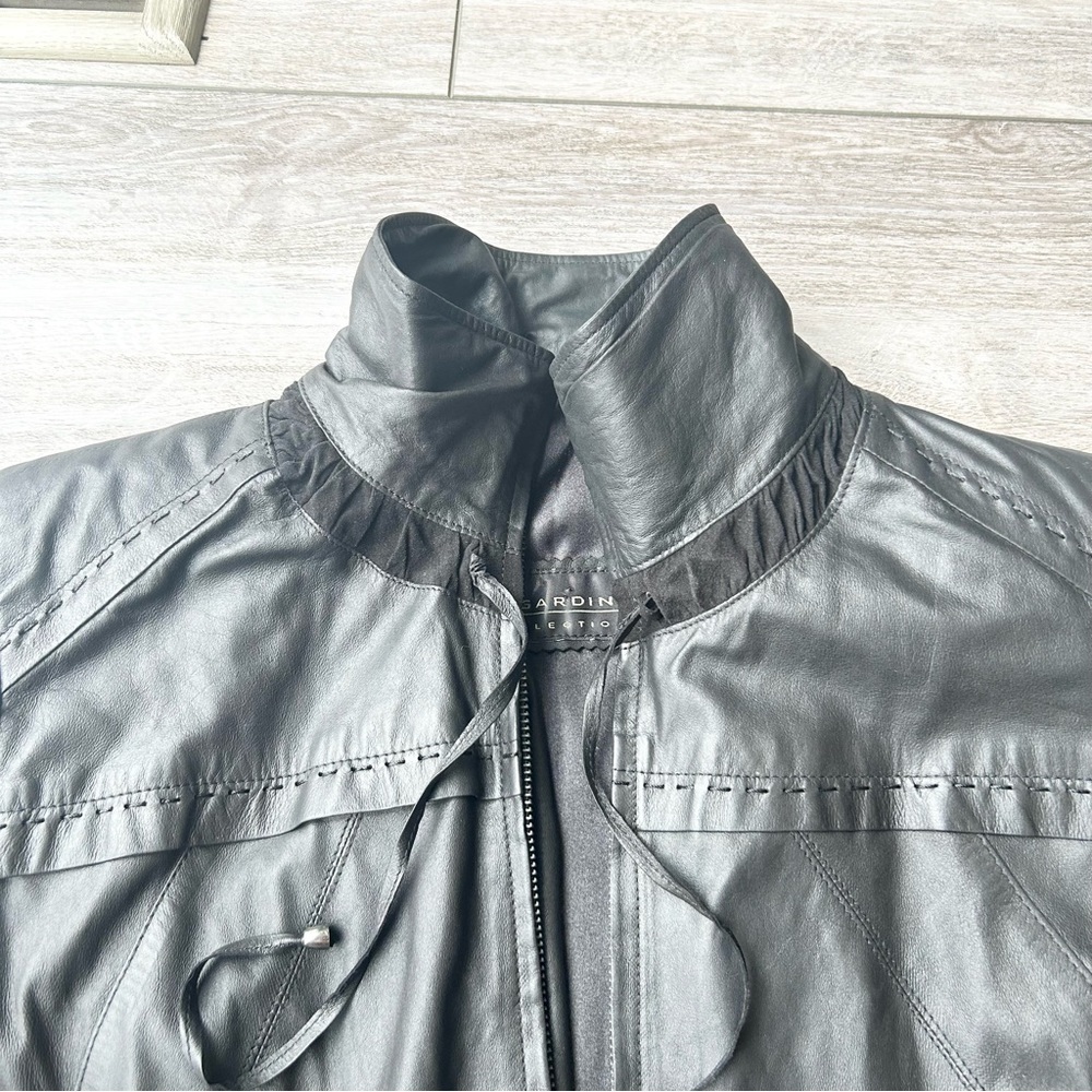 Bigardini Ruched Ruffles Leather Jacket - Picture 5 of 14